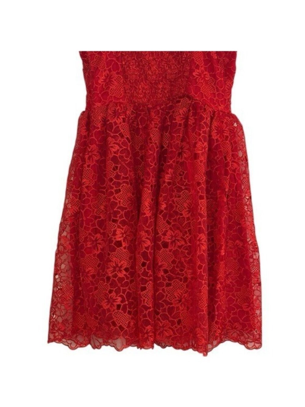 ANTHROPOLOGIE Ruffle Strap Corset Lace Mini Dress Lipstick Red Size XS NEW - Picture 7 of 10